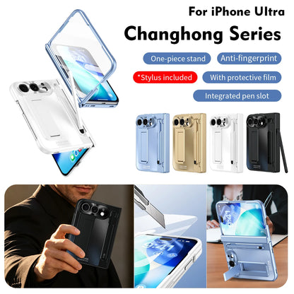 Suitable for iPhone Duo Folding Case Tempered Film Stylus Hinge Stand Protects Back Cover-Phone Case Funda