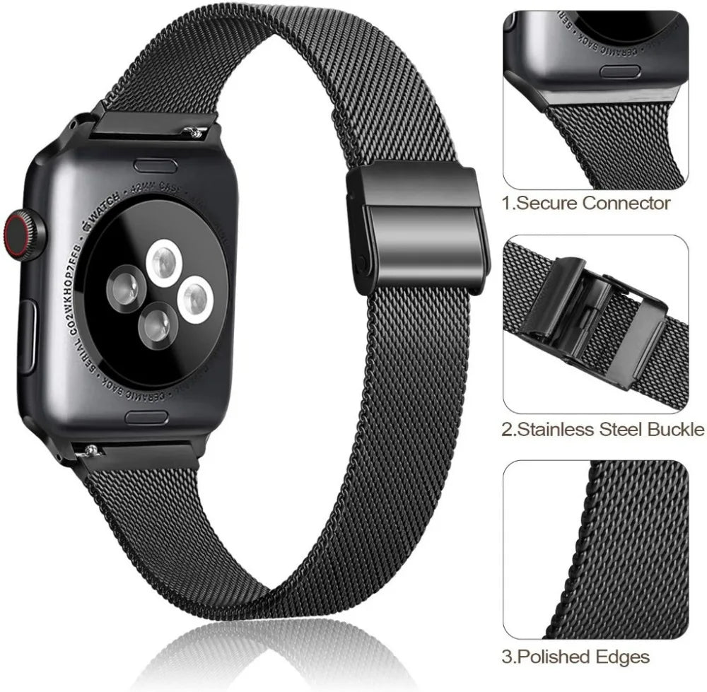 Milanese Strap for Apple Watch 44mm 40mm 45mm 41mm 46mm 42mm 49mm Metal Bracelet iWatch Series 12 11 10 Ultra 9 8 7 6 5 SE3 band