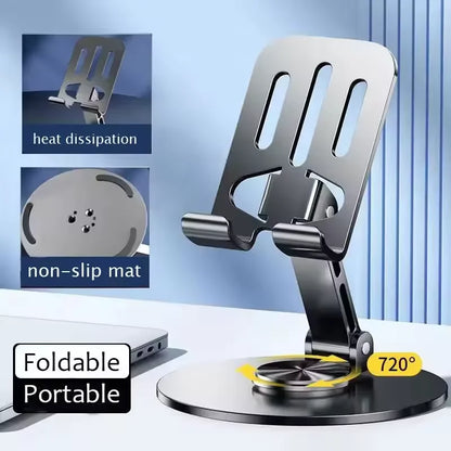 720 Rotate Aluminum Alloy Tablet Holders for IPad Adjustable Folding Lazy Desktop Live Desk Holder Mobile Phone Stand Mount