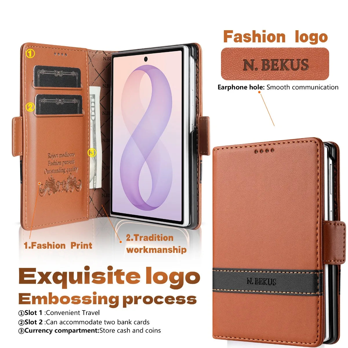 Business Luxury Leather RFID Wallet Card Solt Phone Case for Samsung Galaxy Z Fold8 Ultra Fold 4 5 6 7 8 Flip Protective Cover
