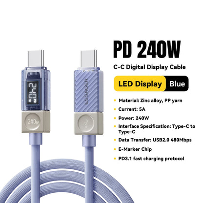 Essager 240W USB C Cable for iPhone 18 17 16 Plus Pro Max Macbook iPad Supercharge Fast Charger Type C Cable for Xiaomi Samsung