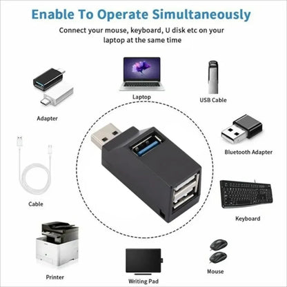 USB 3.0 Hub Adapter 3-Port High Speed Extender - Multi-Function Splitter  Adapter for PC/Laptop/Mouse with USB 2.0 Compatibility