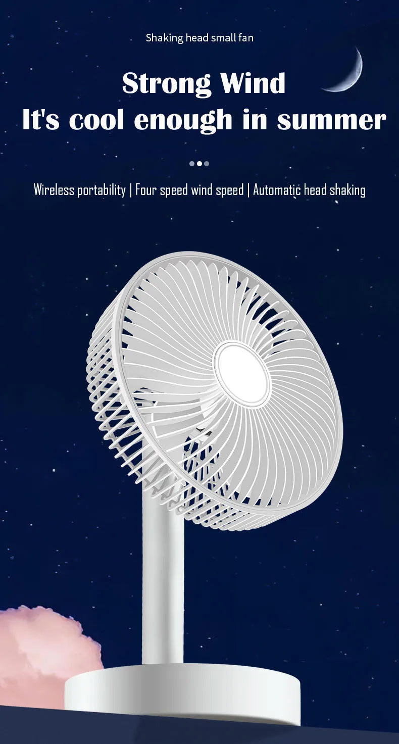 3600mAh USB Desk Fan 4 Speed Adjustable Desktop Table Fan with Strong Wind Quiet Portable Kipas USB Oscillating Fan