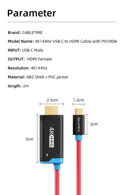 CABLETIME Switch 2 Dock Station Portable TV Dock 4K144Hz USB C to HDMI Cable  PD 100W Adapter Prefect Switch 2/1 OLED for PS4/5
