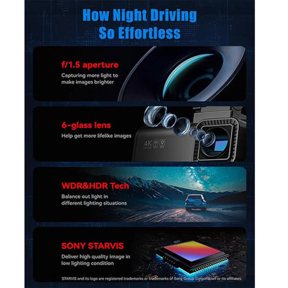 3 Channel Dash Cam – 1080P Front/Cabin/Rear, Night Vision, Loop Recording