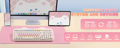YUNZII C98 Wireless Mechanical Keyboard, 99-Key Hot Swap Gasket Keyboard with Numpad, Custom RGB Backlight,Cute Keeb for Win/Mac