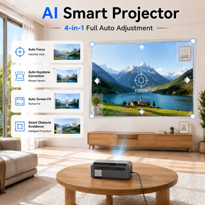 CAIWEI A10R Google TV 4K Projector 4000 ANSI Full HD 1080P Android 14 Home Theater for Movies Auto Focus Portable Projector Beam