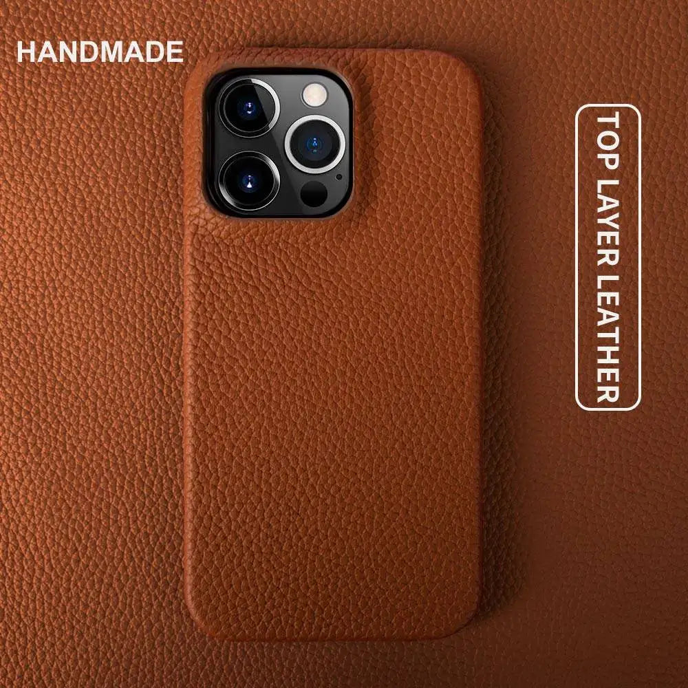 For Iphone 14 Pro Max Case Luxury Genuine Leather Cover Business Phone Cases Back Cover for Iphone 13 18Pro 15 12 XR XSMax Coque
