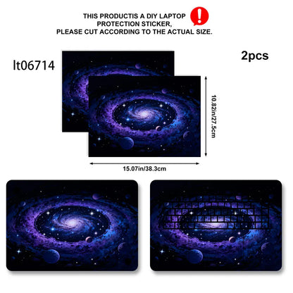 2PCS Galaxy Planet Laptop Skin Sticker, Space Black Hole Universe Design Decal Cover for Macbook HP Dell Lenovo 11-17 inch
