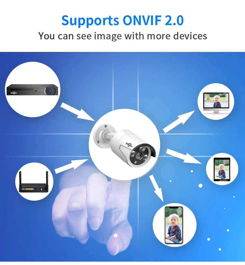 Hiseeu 5MP Audio IP Security Surveillance Camera POE H.265 Outdoor Waterproof IP66 CCTV Camera P2P Video Home for POE NVR