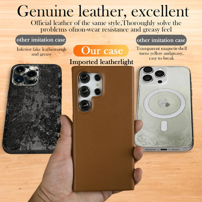 Handmade Premium Genuine Leather Magnetic Case for Samsung Galaxy S25 Ultra Case S24FE S23 S22 S21 S20 Note20Ultra Magsafe Cover