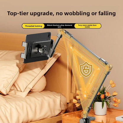 All-metal cantilever lazy overhead phone holder for desktop live streaming, bedside adjustable tablet for iPad bracket