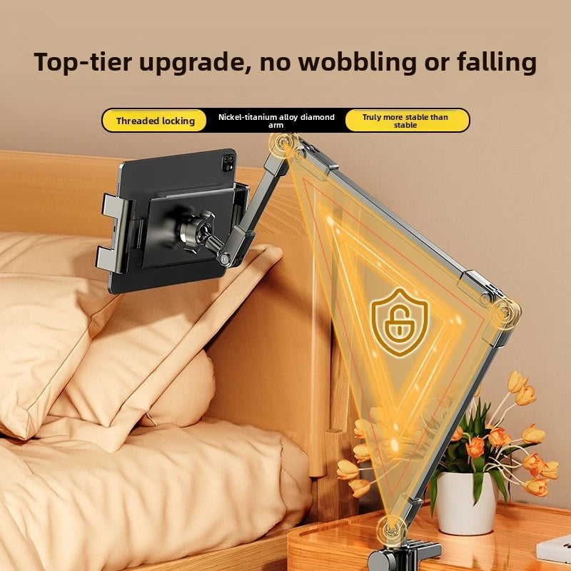 All-metal cantilever lazy overhead phone holder for desktop live streaming, bedside adjustable tablet for iPad bracket