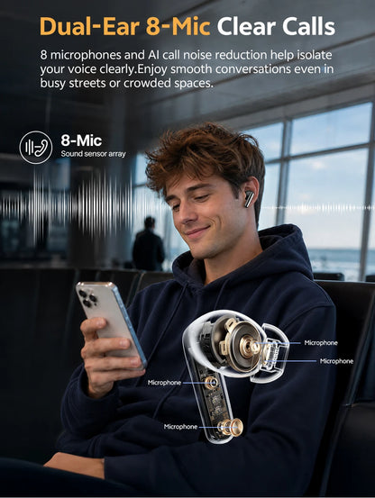 QCY HT21 Wireless Earphones Melobuds N65 -60dB AI Adaptive ANC Earbuds Bluetooth 6.0 LDAC Hi-Res Audio 8 Mics 50Hrs Headset