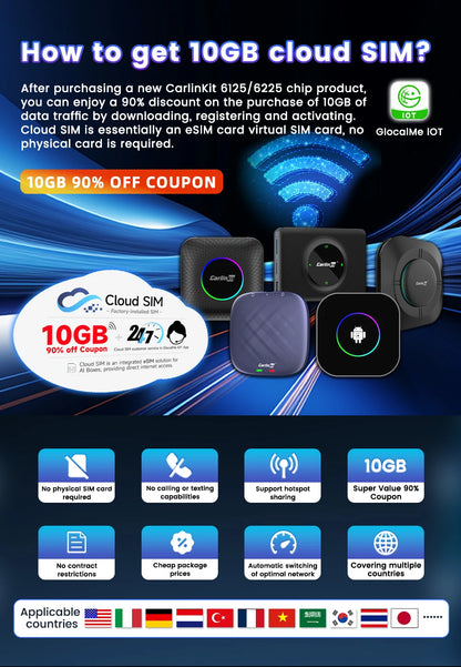 Carlinkit Ai Box Android 13 Led Wireless Android Auto & CarPlay Smart Tv Box QCM6225 Support Youtube Netflix Car Accessories