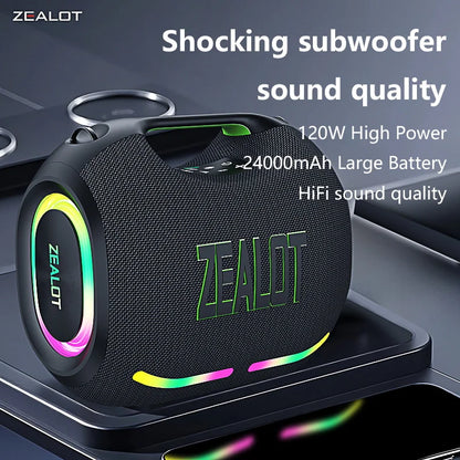 ZEALOT-ZE01 Wireless Bluetooth Speaker 120W TWS Subwoofer Bluetooth Speaker High Volume Waterproof Portable Power Bank HIFI Sound Quality Good-Looking Blue Speaker Long Battery Life