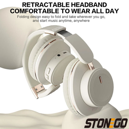 Bluetooth Headphones Wireless Headset Over Ear Foldable Portable Fashion Aesthetic Hi Fi Stereo Sound BT 5.3 Dual Mode Connectivity 24H Battery Fast Charging For Travel Gaming Music Streaming Photographers Students Commuters