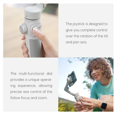 FeiyuTech VB4 3-Axis Gimbal Stabilizer for iPhone & Android, Built-in Selfie Stick, Foldable Design for Vlogging, Face Tracking