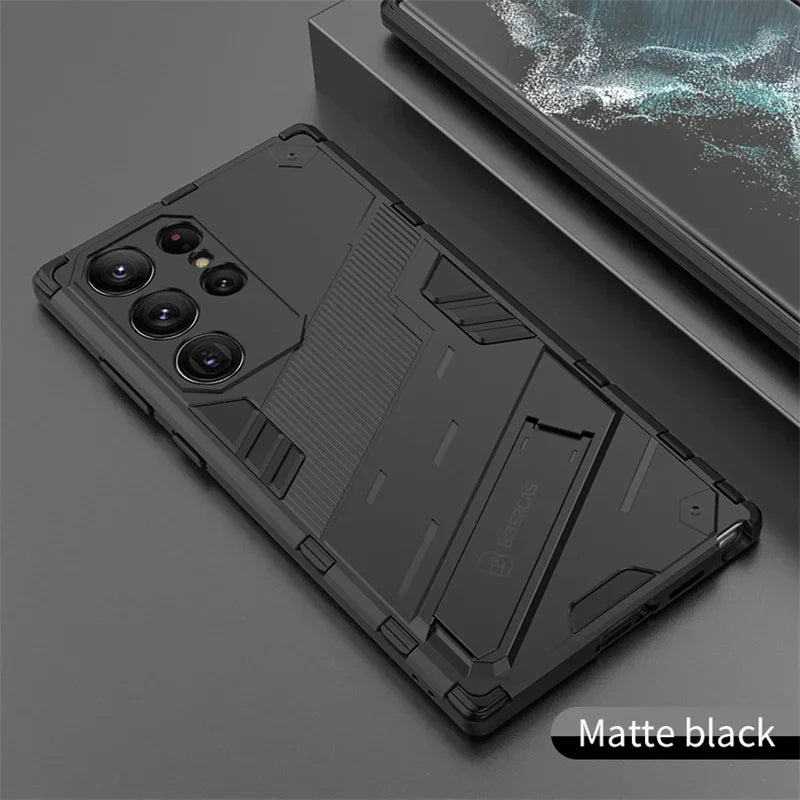 Armor Shockproof Phone Case For Samsung Galaxy S26 S25 S24 S23 S22 Ultra Plus Edge  S26 Pro With Holder Lens Protect Cover