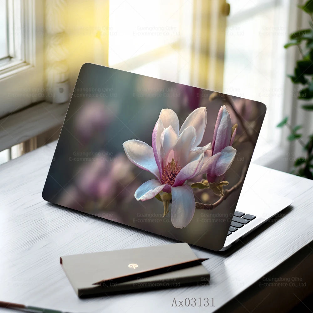 Pink Flower Laptop Stickers Self Adhesive Waterproof Anti Scratch Notebook Cover for Device Notebook MacBook Protective Skins