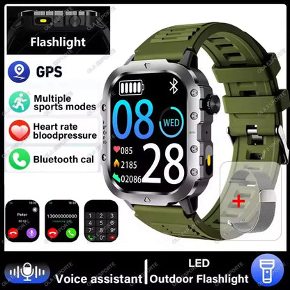2026 New Rugged Military GPS Smart Watch Men Bluetooth Call Health Monitoring Sports 5ATM Waterproof Smartwatches Man Pk HT30