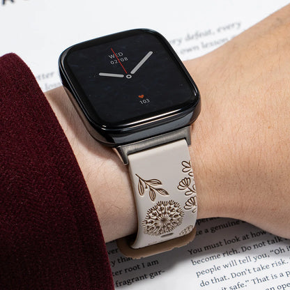 Flower Design Engraved Silicone Strap For Redmi Watch 3 /3 Lite /3 Active Two-tone Silicone Sport Strap For Redmi Watch3