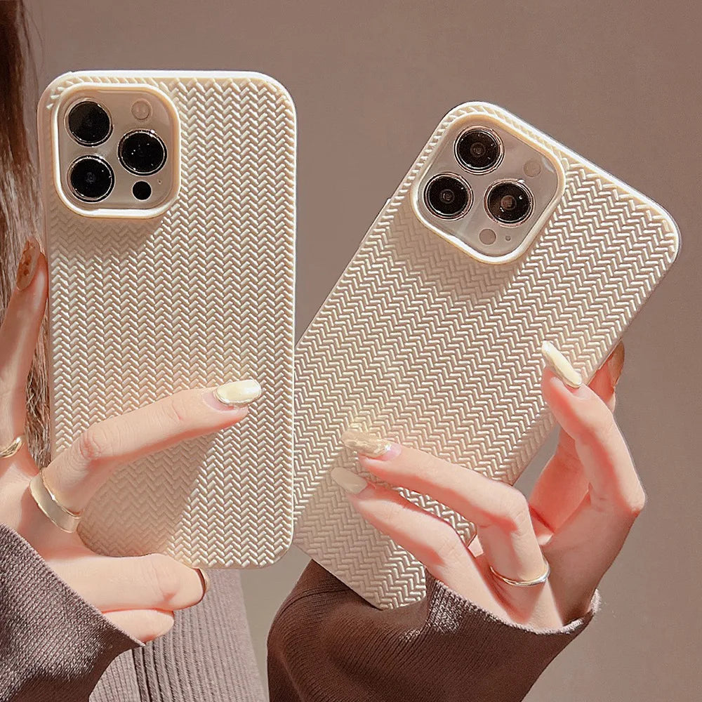 Colored Autumn and Winter Solid Weave Pattern Phone Case For Iphone 14 13 12 11 Pro Max X XR XSMAX 7 8 Plus Fashion New Products