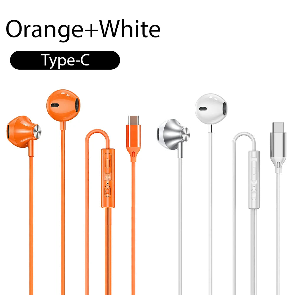 Wired Headphones For ios Android In Ear Earphones HiFi Surround Sound USB Type C Music Gaming Earplugs For iPhone 17 Pro Samsung