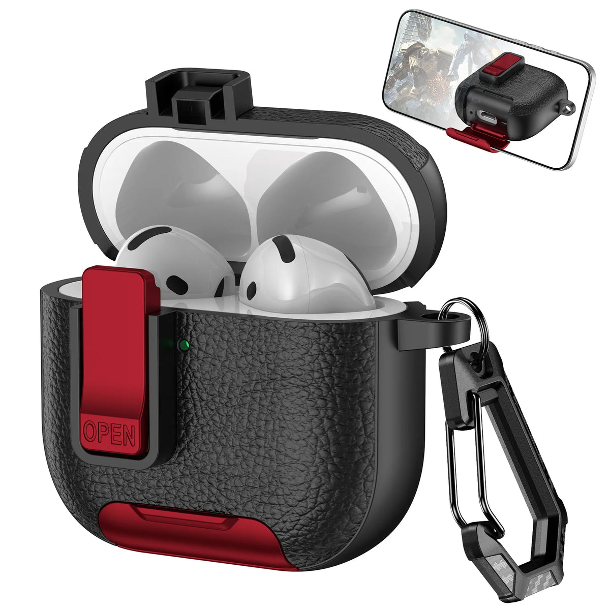2025 New For AirPods 4 Case Latch wireless Bluetooth earphone Accessories Cover dermatoglyph Mobile phone holder switch Cases 3D