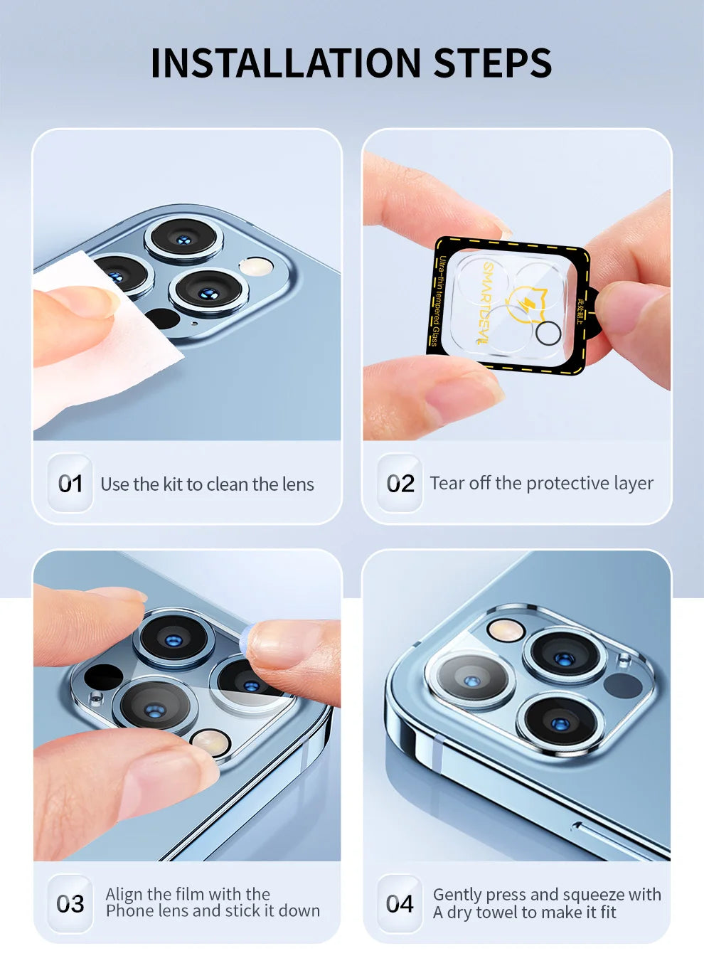 SmartDevil Lens Tempered Glass Camera Protector for iPhone 14 Pro Max Cam Protective Glass for iPhone 14 13 12 HD Lens Protector