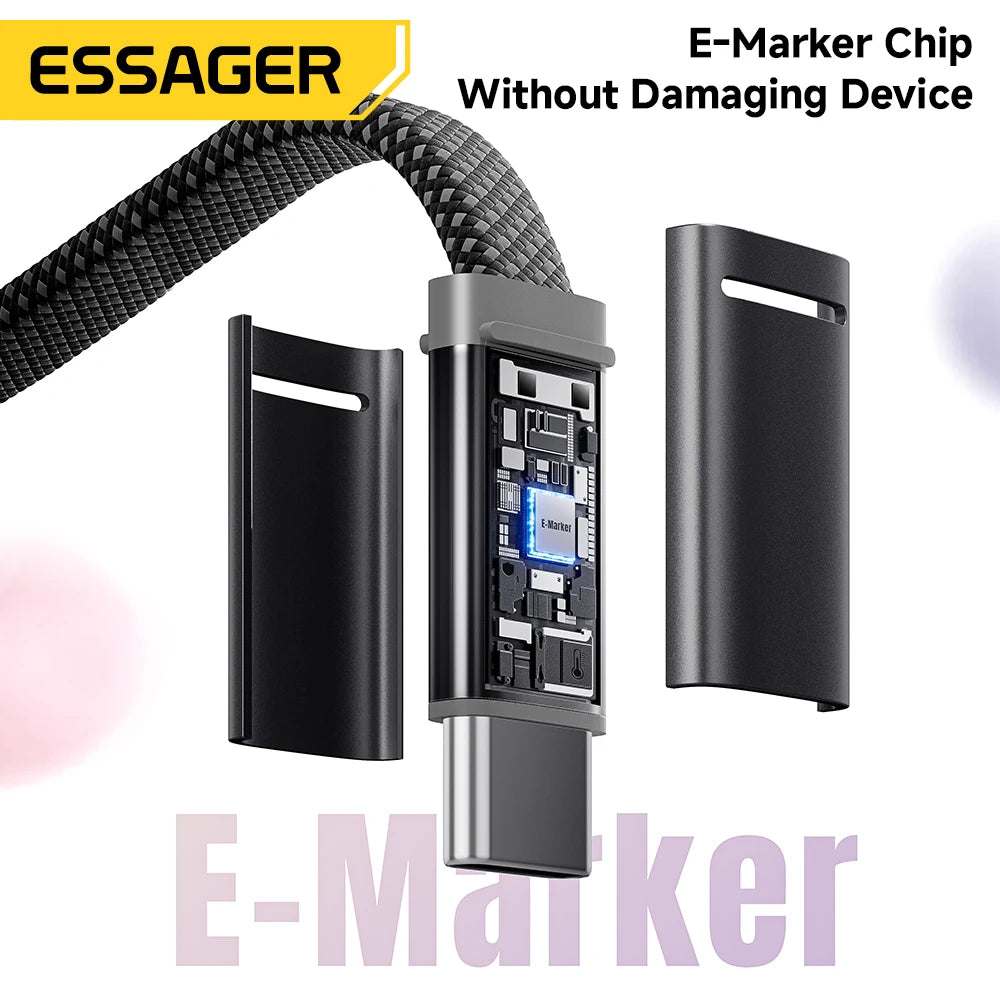 Essager 100W Type C To Type C Cable For iPhone 17 Fast Charging Charger Cord For Macbook Pro Samsung Huawei Ultra-thin Flat Wire