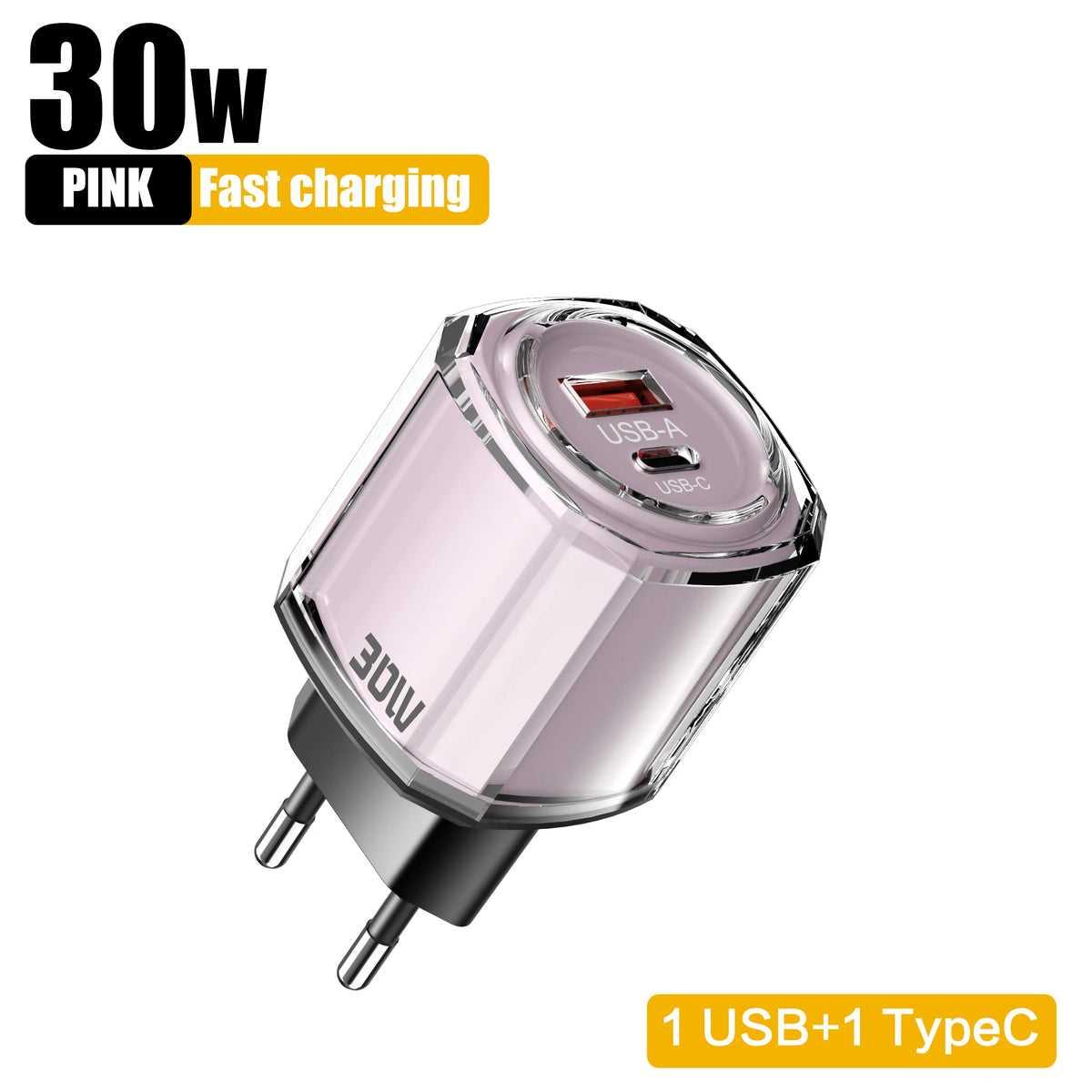 30W USB Type C Charger 2 In 1 Fast Charging Mobile Phone Adapter For iPhone Samsung Xiaomi Huawei PD Quick Charge Wall Charger
