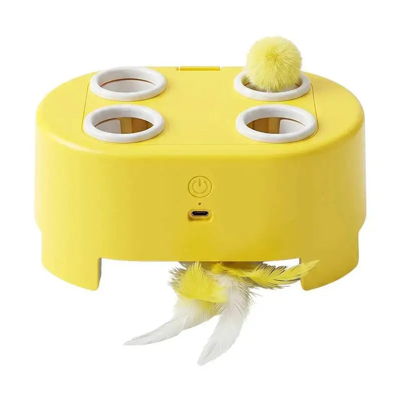 Whack A Mole Smart Cat Toy Automatic Pop-Up Rechargeable Feather Toy for Cats Interactive Playing Kitten Training Pet Supplies