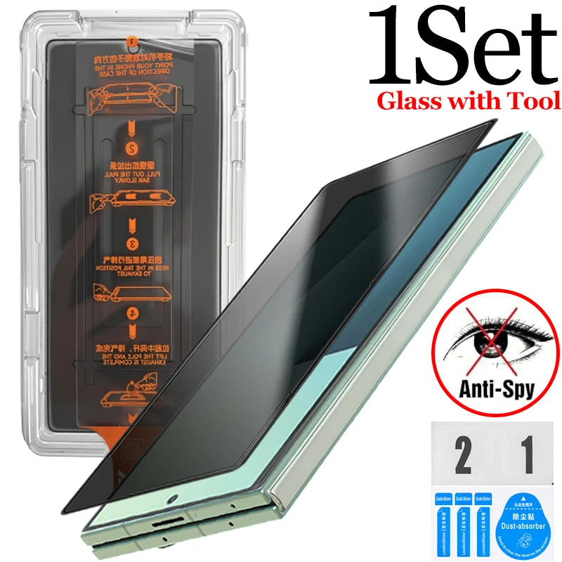 Privacy Screen Protector Anto-installation for Samsung Galaxy Z Fold 8 7 6 5 Anti-Spy Back Tempered Glass For Z Fold8 Ultra