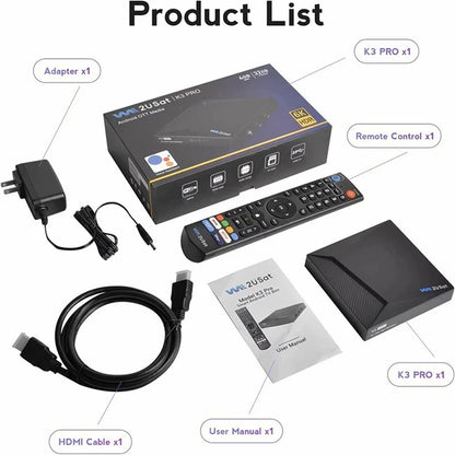 We2USat K3 Pro Android Smart TV Box Streaming Media Player Build in WiFi+Voice Remote Control Better Than Vseebox V5 PRO Free Ch