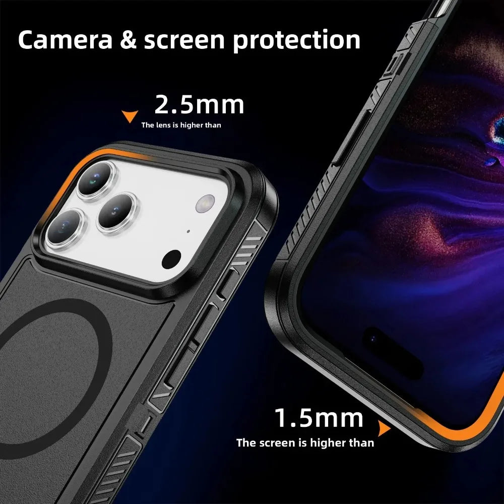 Military Grade OTT Armor Anti-Slip Phone Case For iPhone 18 17 Pro Max Air 16 15 14 Plus 13 For MagSafe Charger Protection Cover
