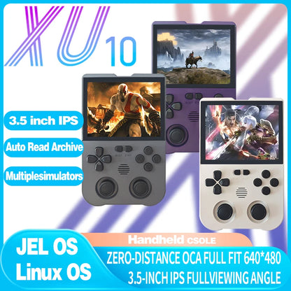 XU10 2.0 Version Retro Handheld Game Console Linux System 3.5 Inch IPS Screen 3000mAh Battery Nostalgic Retro Video Player