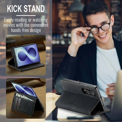 Shockproof Leather Case for Samsung Galaxy Z Fold 8 Flip Wallet Folio Card Holder Magnetic Clasp Protective Cover with Stand