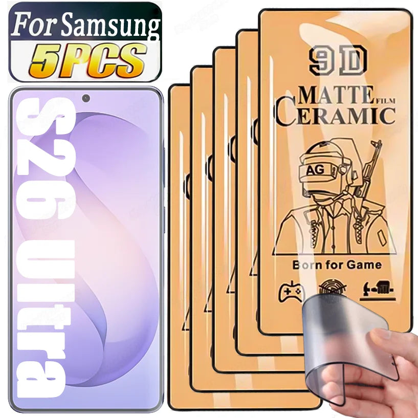5PCS Matte Ceramic Film For Samsung S26 Ultra S24 Plus S22 S21 S20 FE Screen Protector For Samsung S25 Ultra S23 S24 Soft Film