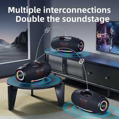 ZEALOT-S89 Portable Bluetooth Speaker, 250W StormBox Power With Subwoofer Outdoor IP67 Party Speaker, 20H Playtime, LED