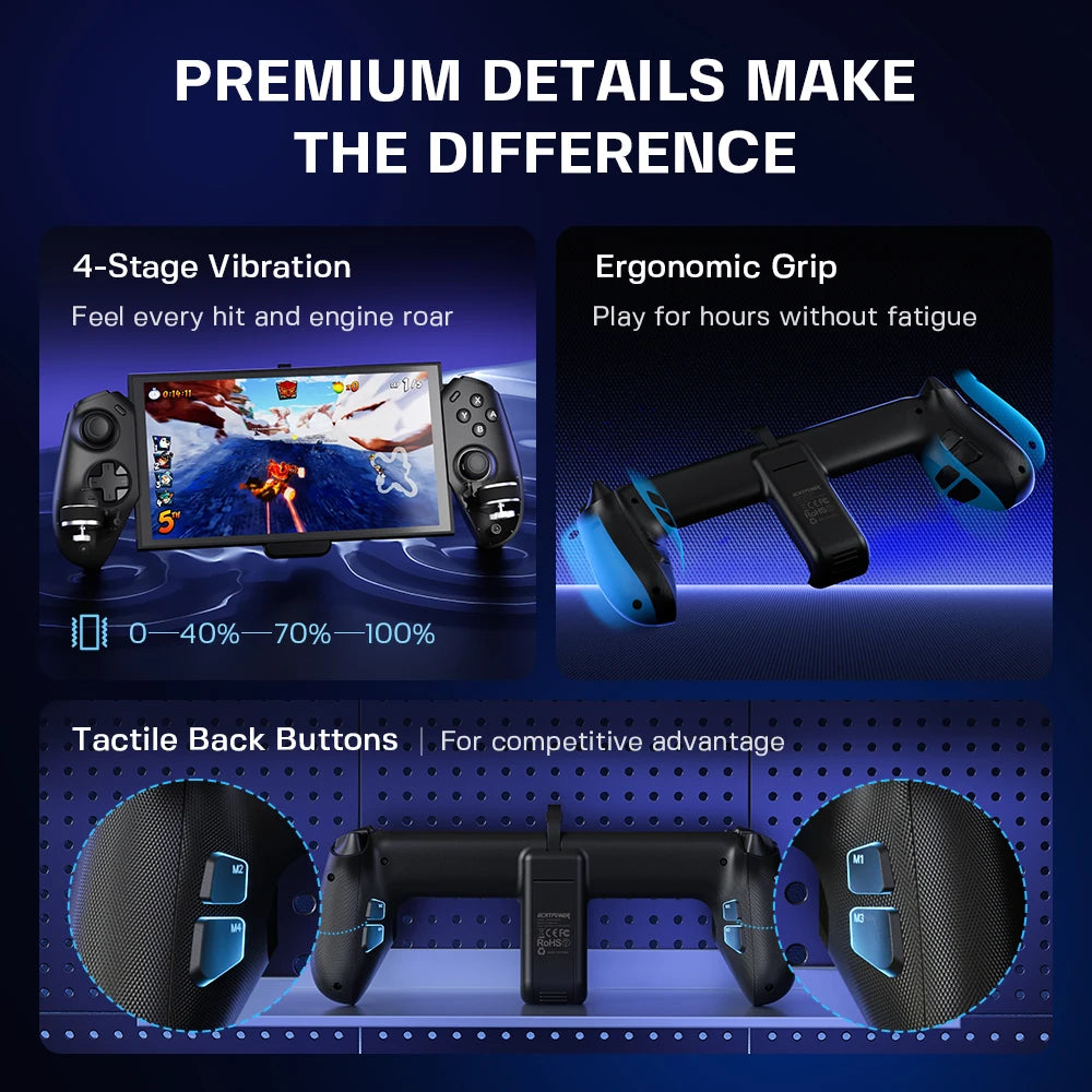ECHTPower Wired Switch 2 Controller, Hall Effect No Drift, 9-Axis Gyro, Native C Button, 4 Programmable Back Buttons, Adjustable Kickstand, Game Card Slots, RGB Indicator