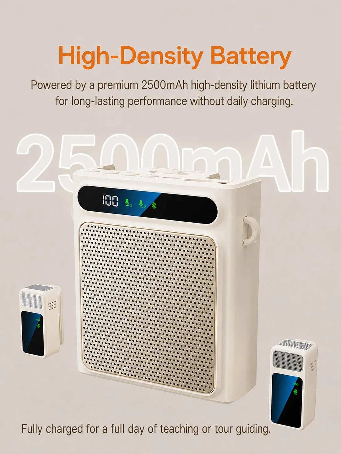Portable Voice Amplifier for Teachers, Wireless Dual Clip Mic Bluetooth Speaker 2500mAh for Classroom Meetings Tours