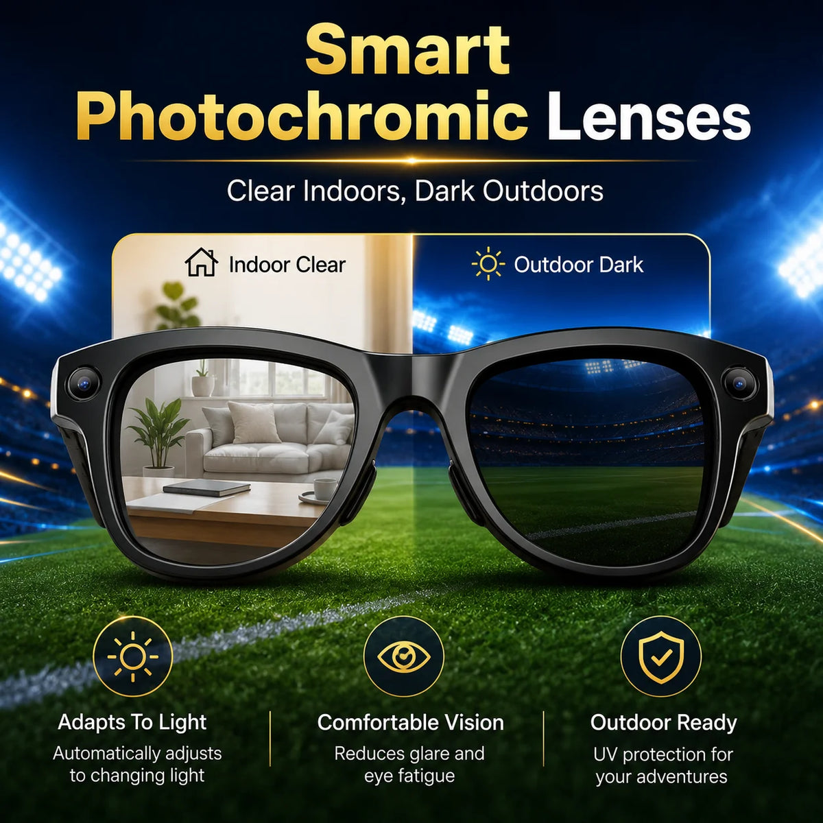 New 2026 Smart Camera Glasses, 1200P Recording, 8MP Photo, 32GB Storage, WiFi App Transfer, Bluetooth Music Call Eyewear Outdoor