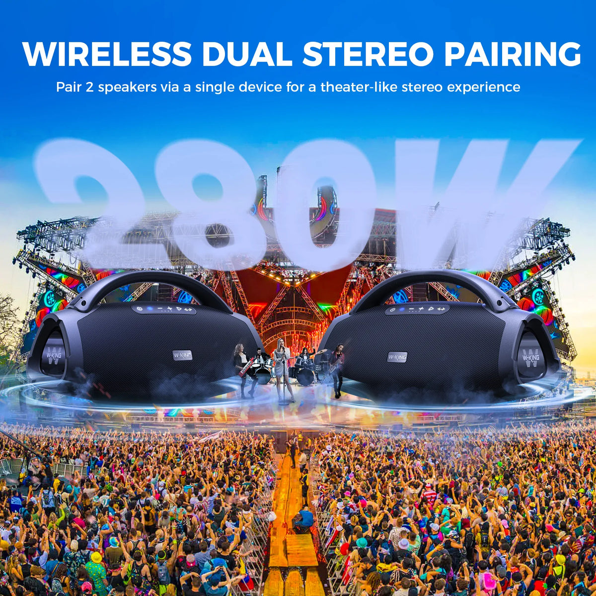 W-KING X20S Bluetooth Speaker W/Strap140W RMS Massive Bass Party Boombox IPX7 Waterproof Speaker Loud Outdoor Portable Sound Box