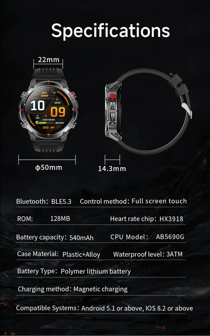 2026 New GPS Map Navigation Smart Watch Men Women Amoled Screen 3ATM Waterproof Sport SmartWatch Compass NFC BT Call Watches Men