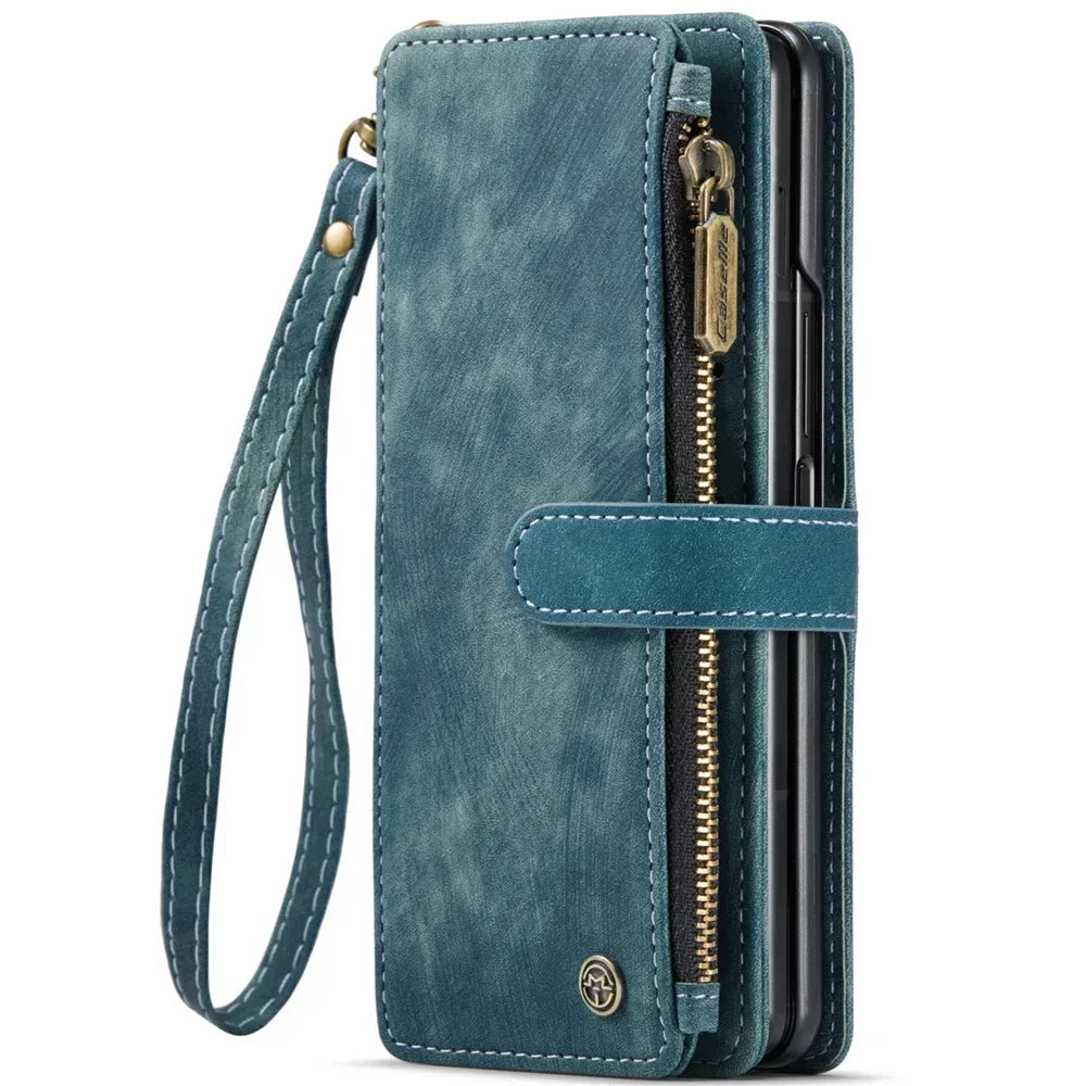 Leather Case for Samsung Galaxy Z Fold 8 7 6 Fold 5 4 3 Flip Purse Book Coque Retro Wallet Vintage Card Slots S-pen Holder