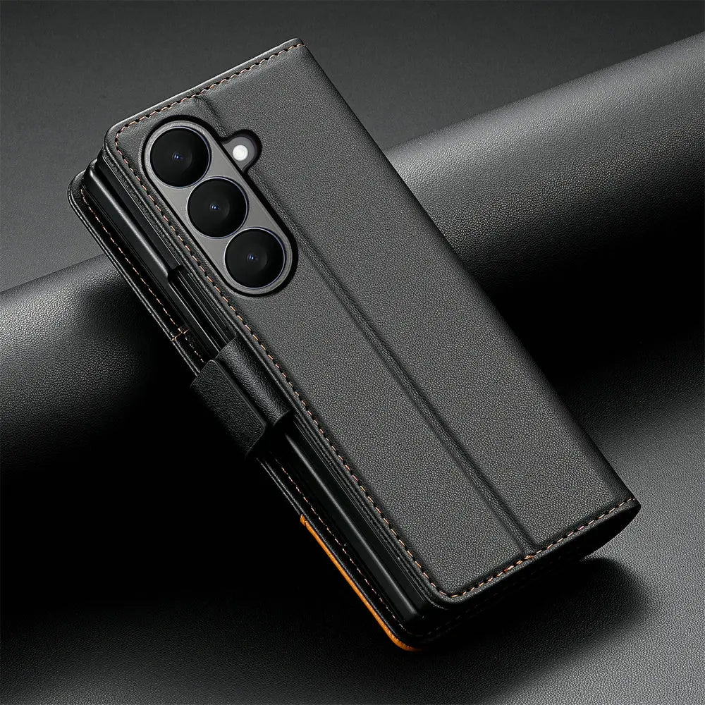 Luxury Leather Wallet Cover for Samsung Galaxy Z Fold 7 5G 2025 Flip Case Magnetic Book Business ZFold 3 4 5 6 Fold7 RFID Cover