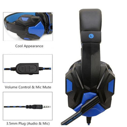 3.5mm Wired Gaming Headphones With LED Light Microphone Subwoofer Earphone Noise Cancelling Headset For Computer PS5 Xbox Switch