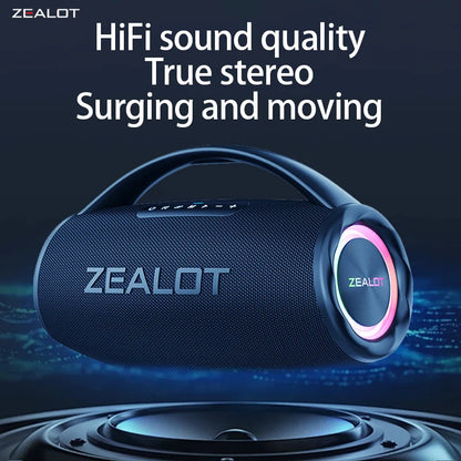 ZEALOT S97 80W Portable Bluetooth Speaker High Volume Waterproof 16000mAh Wireless TWS Subwoofer Suporrt USB/TF/AUX RGB Light.