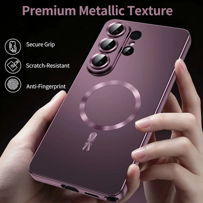 Magnetic for Samsung Galaxy S26 Ultra/S26+/S26 Phone Case with Screen & Camera Protector,Metallic Glossy Luxury Shockproof Slimi